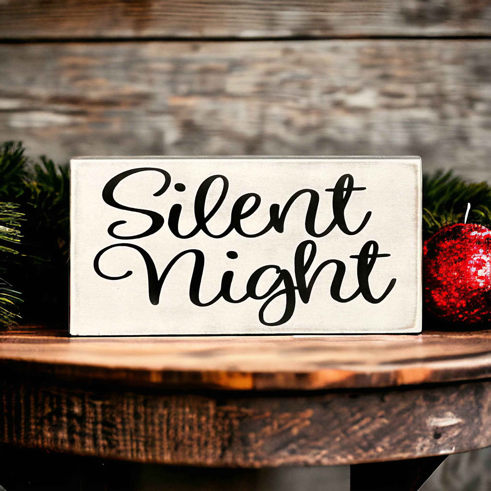 Silent Night - Rustic Wood Christmas Holiday Decor