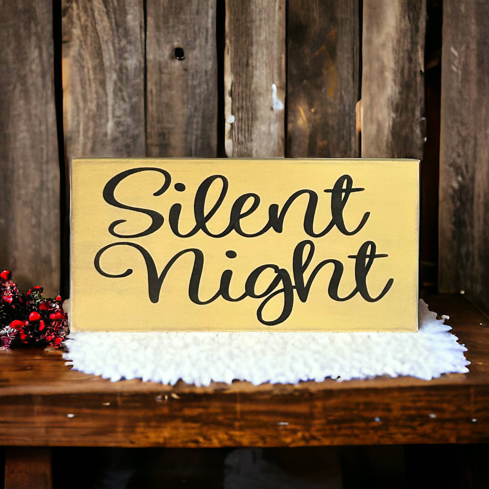 Silent Night - Rustic Wood Christmas Holiday Decor