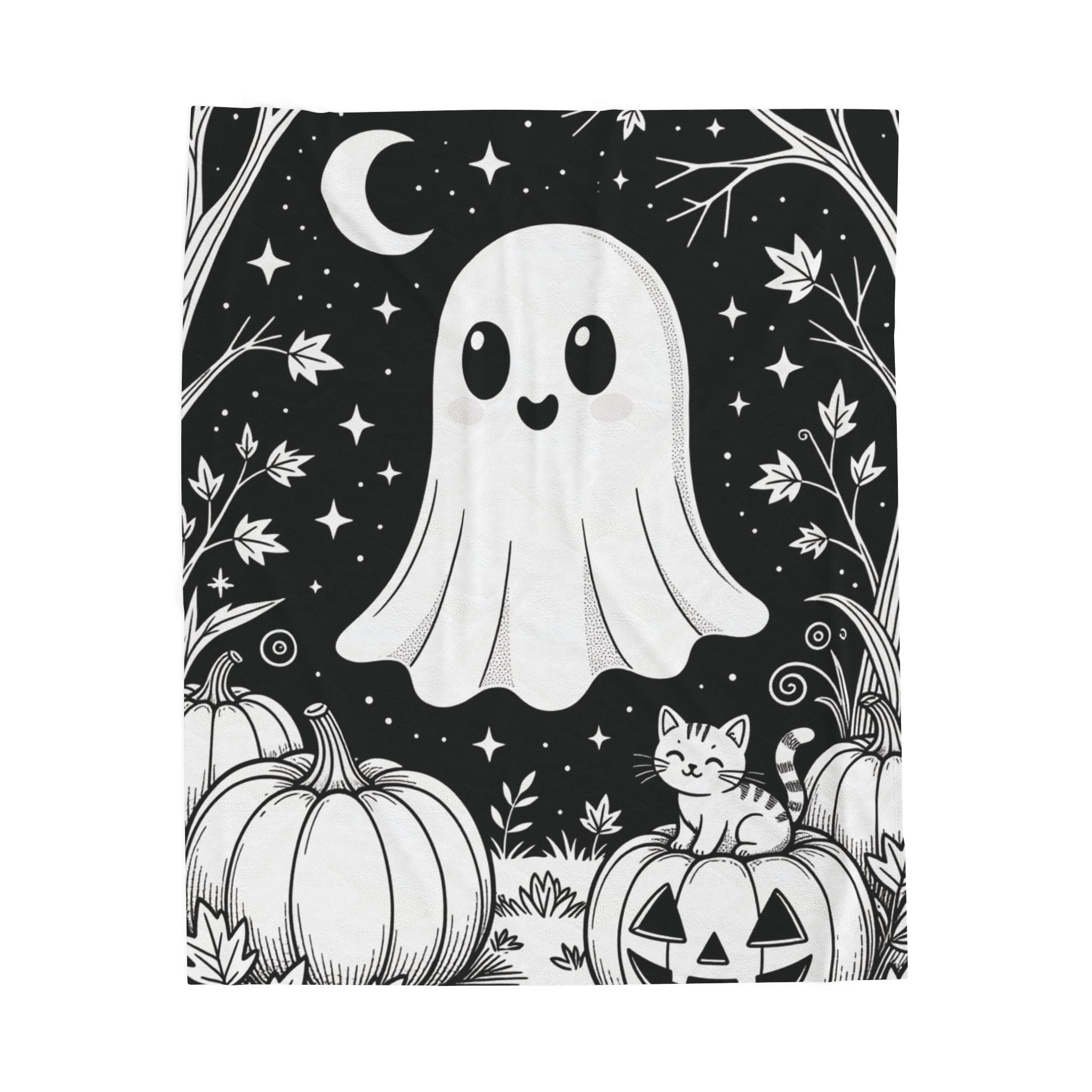 Ghost & Kitty-A Halloween Plush Blanket