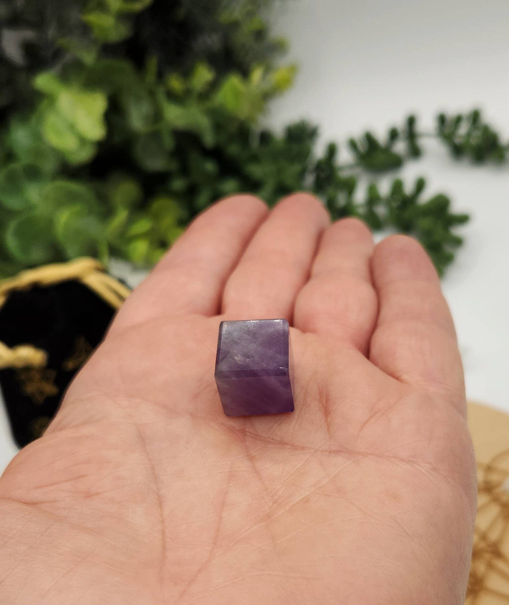 Amethyst 7 piece Platonic Geometry Set with Velvet Bag