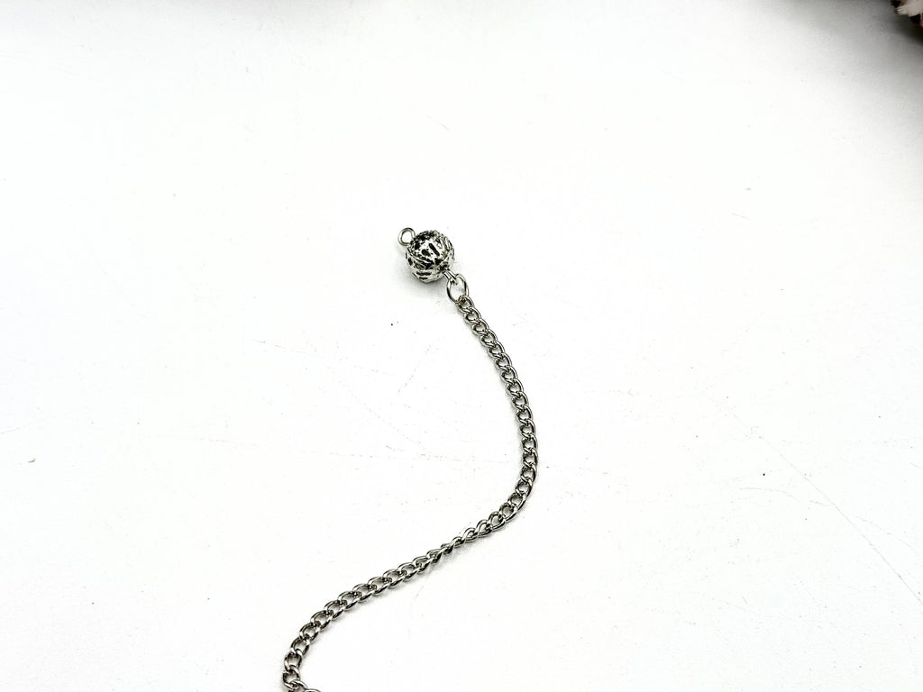 Lepidolite Double Cap Pendulum with Silver Plate Chain