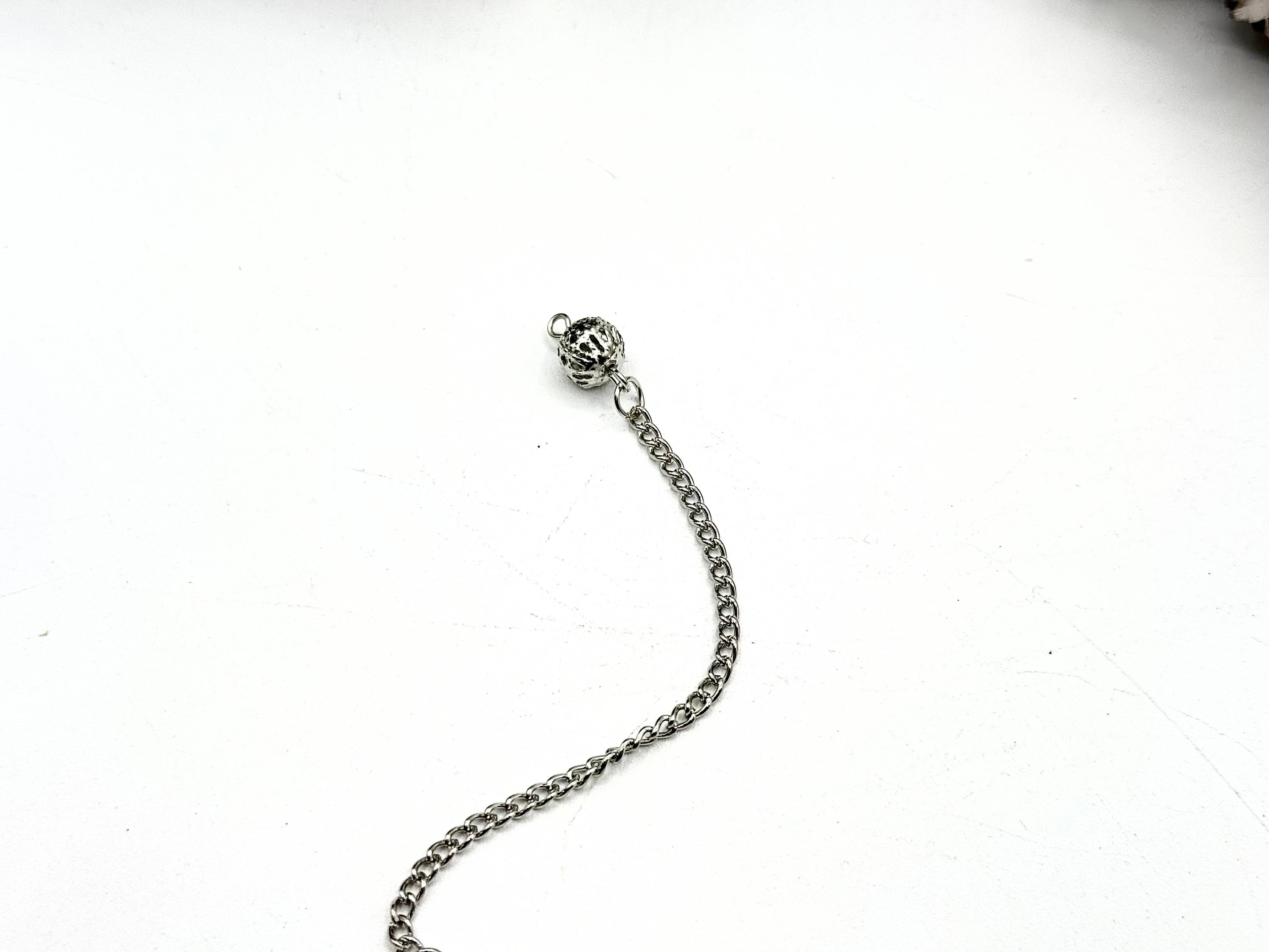 Blue Goldstone Double Cap Pendulum with Silver Plate Chain