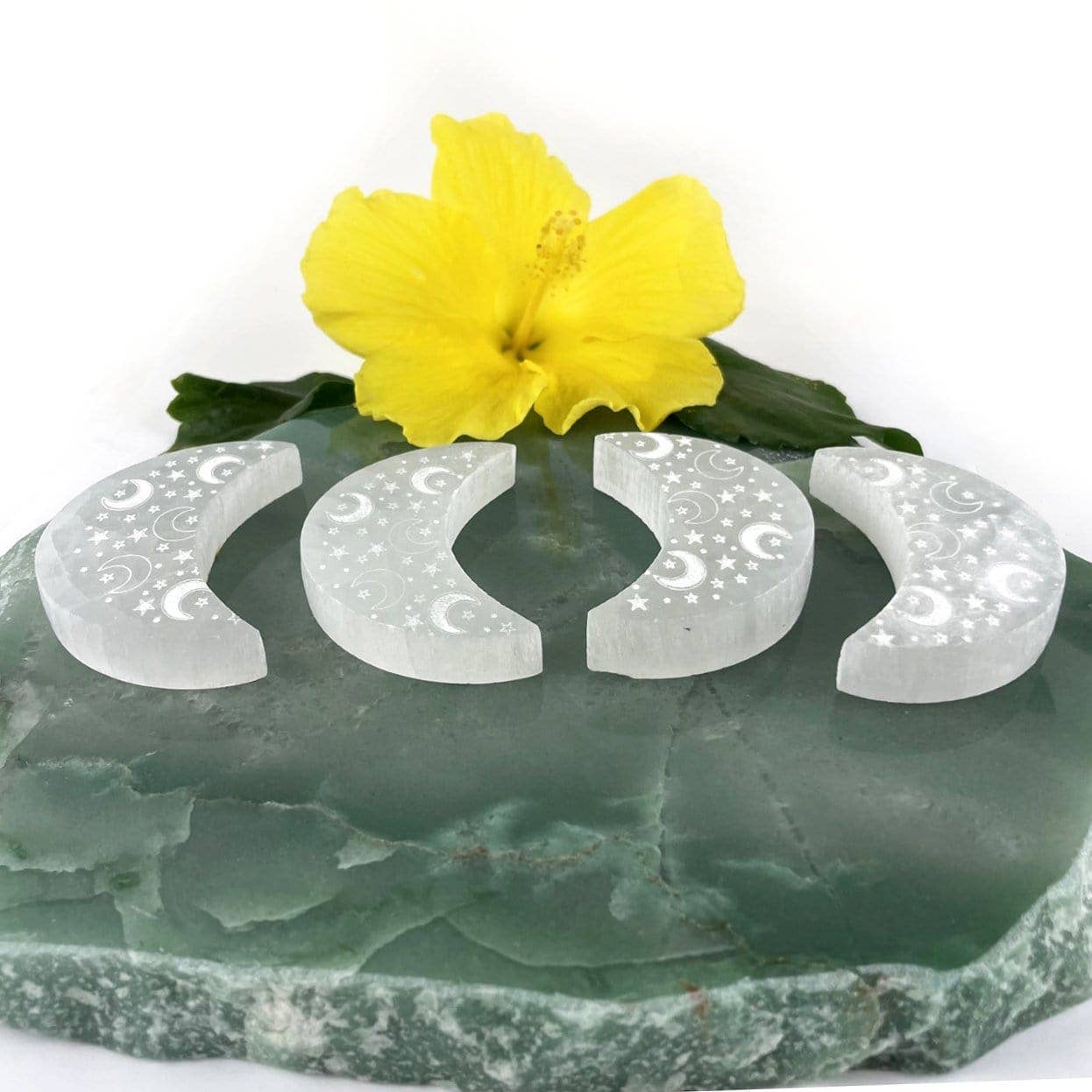 Selenite Crystal Crescent Moon Charging Plate Gypsum