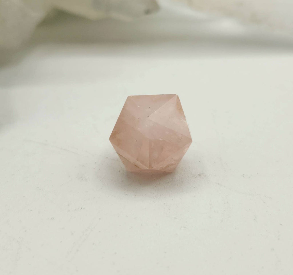 Rose Quartz 7 piece Platonic Geometry Set with Velvet Bag