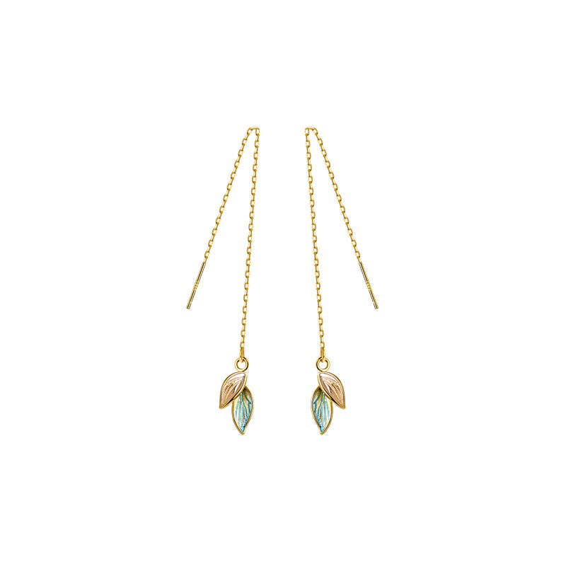 Coming Soon♡Dainty Color Leaf Threader Earrings