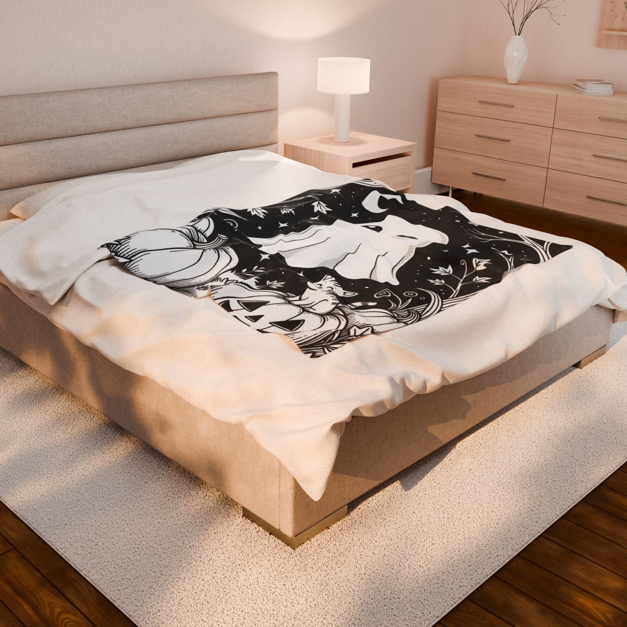 Ghost & Kitty-A Halloween Plush Blanket