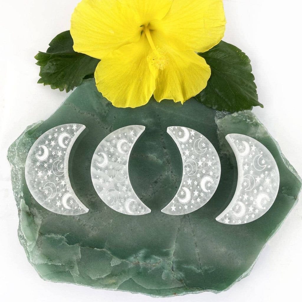 Selenite Crystal Crescent Moon Charging Plate Gypsum