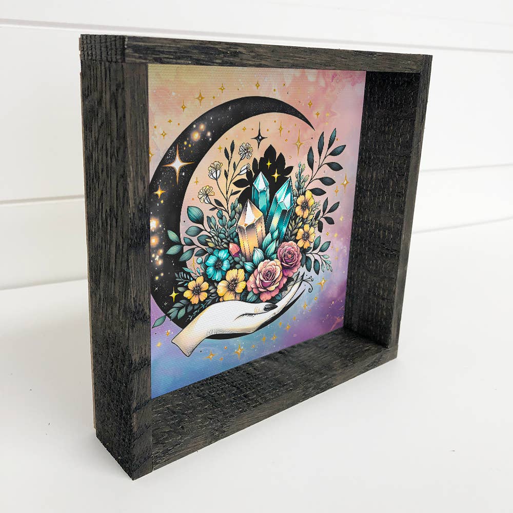 Coming Soon♡Celestial Moon Hand - Wood Framed Canvas Decor