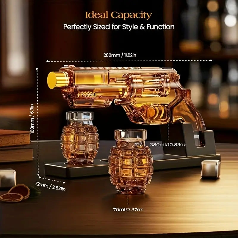 Magnum Revolver Whiskey Decanter Set