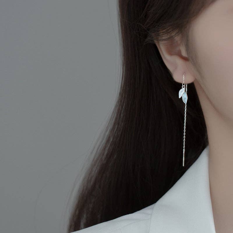 Coming Soon♡Dainty Color Leaf Threader Earrings