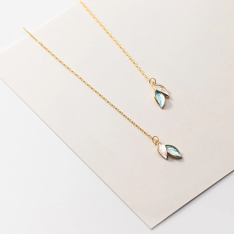 Coming Soon♡Dainty Color Leaf Threader Earrings