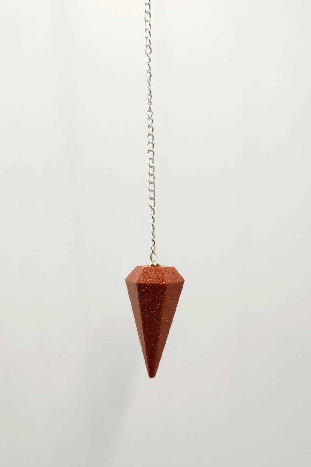 Goldstone Pendulum w/Silver Plated Chain and Clear Quartz