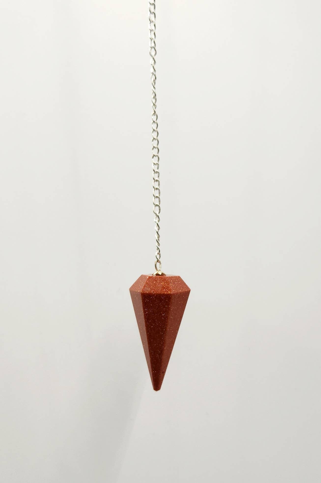 Goldstone Pendulum w/Silver Plated Chain and Clear Quartz