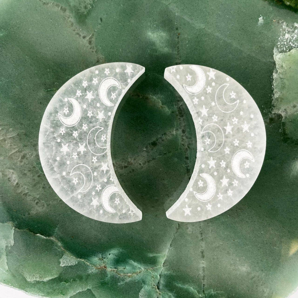 Selenite Crystal Crescent Moon Charging Plate Gypsum