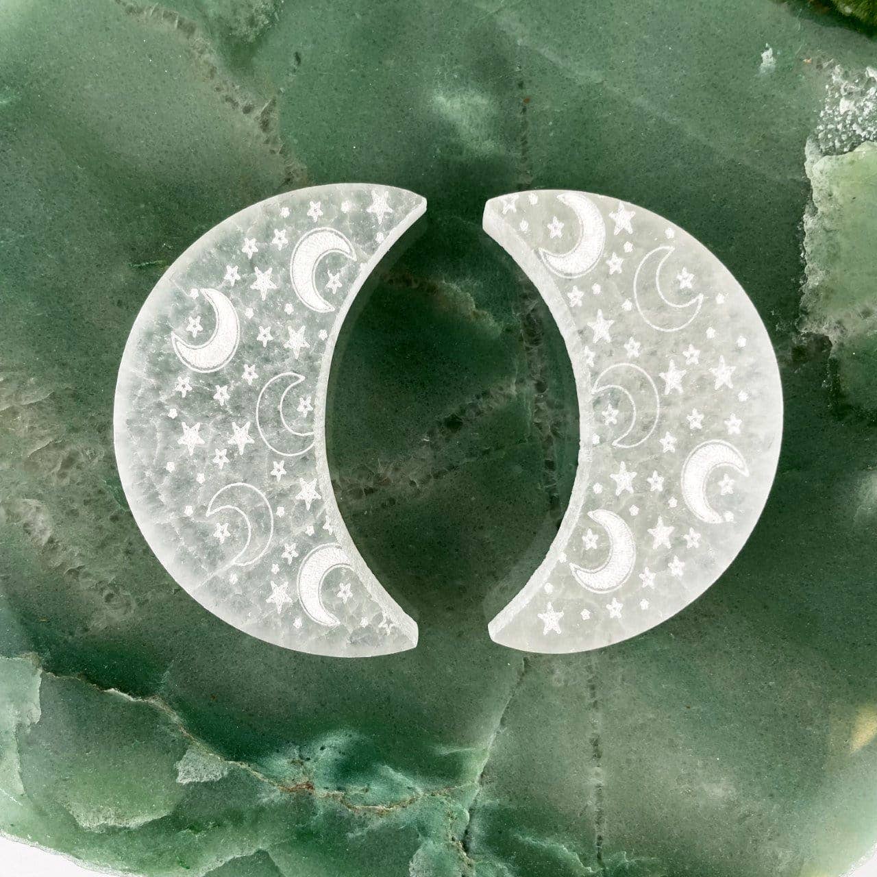 Selenite Crystal Crescent Moon Charging Plate Gypsum