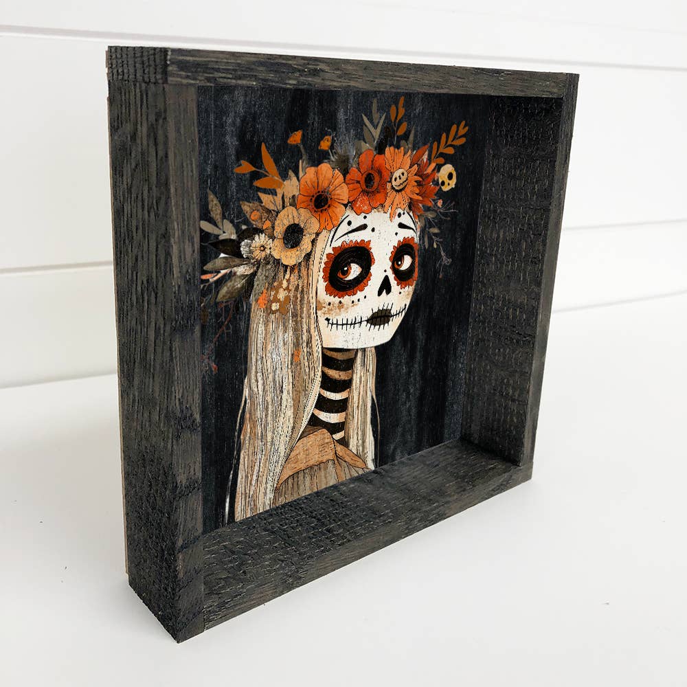 Coming Soon♡Folk Sugared Skull Canvas Art