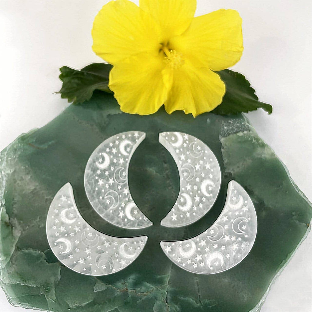 Selenite Crystal Crescent Moon Charging Plate Gypsum