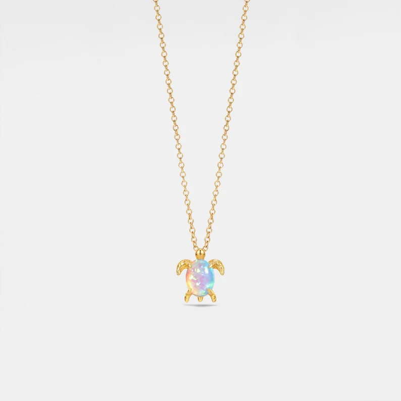 Coming Soon♡Opal Sea Turtle Beach Charm Necklace