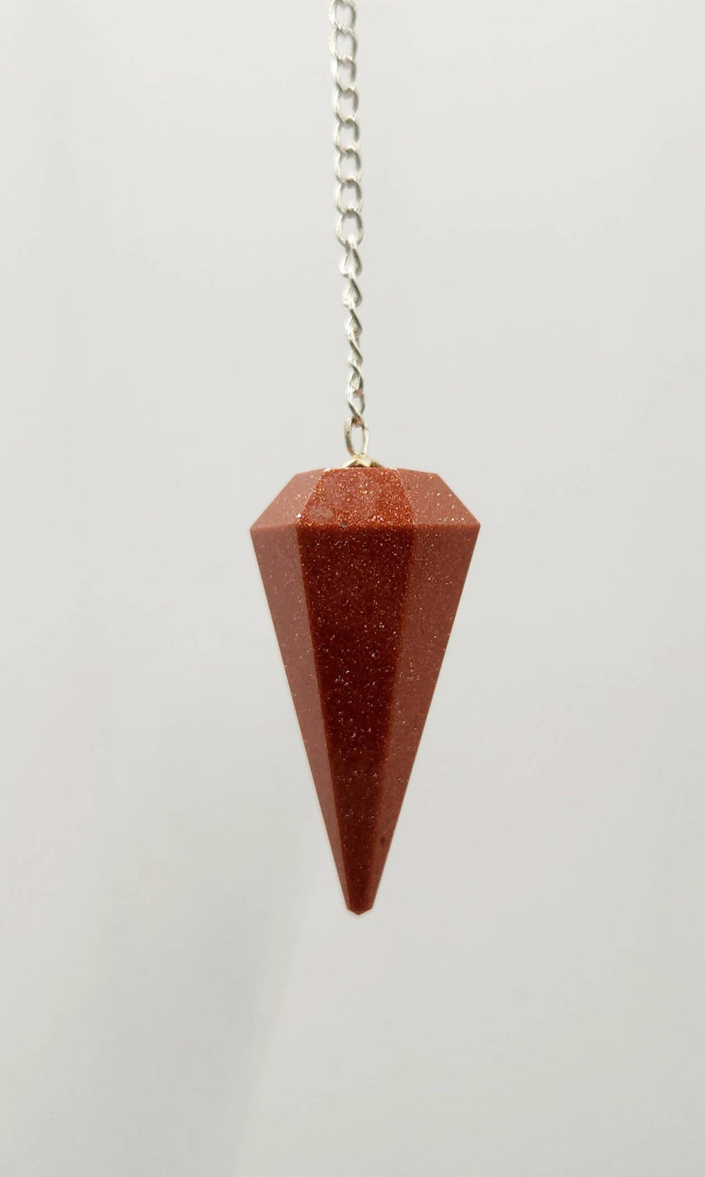 Goldstone Pendulum w/Silver Plated Chain and Clear Quartz