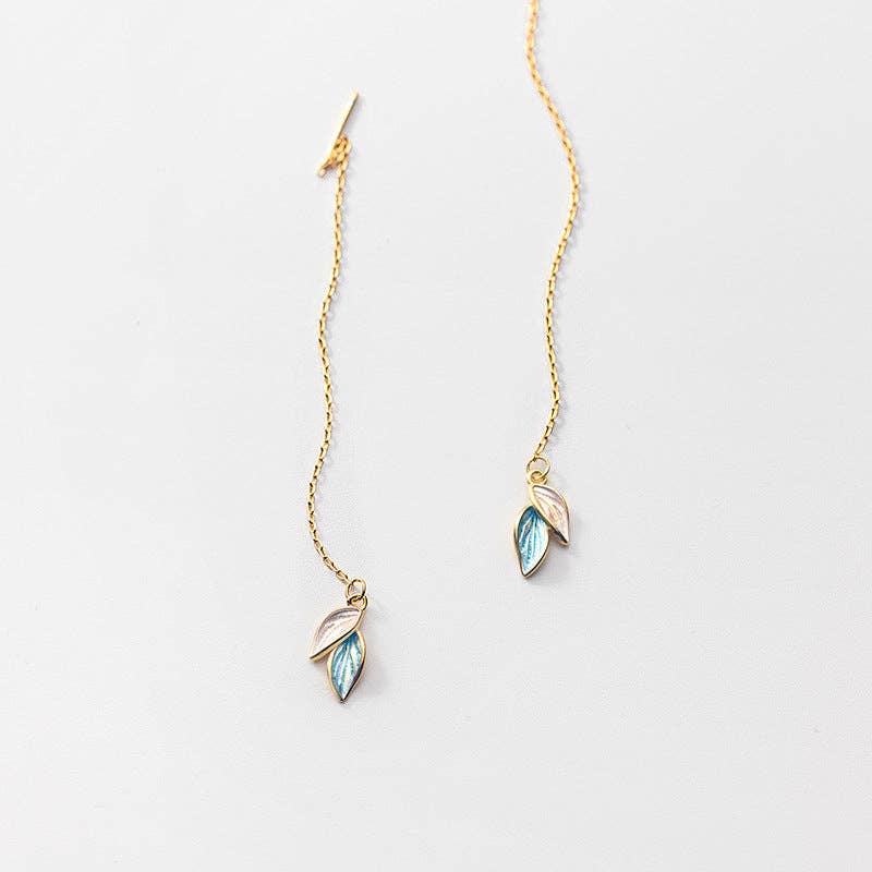 Coming Soon♡Dainty Color Leaf Threader Earrings