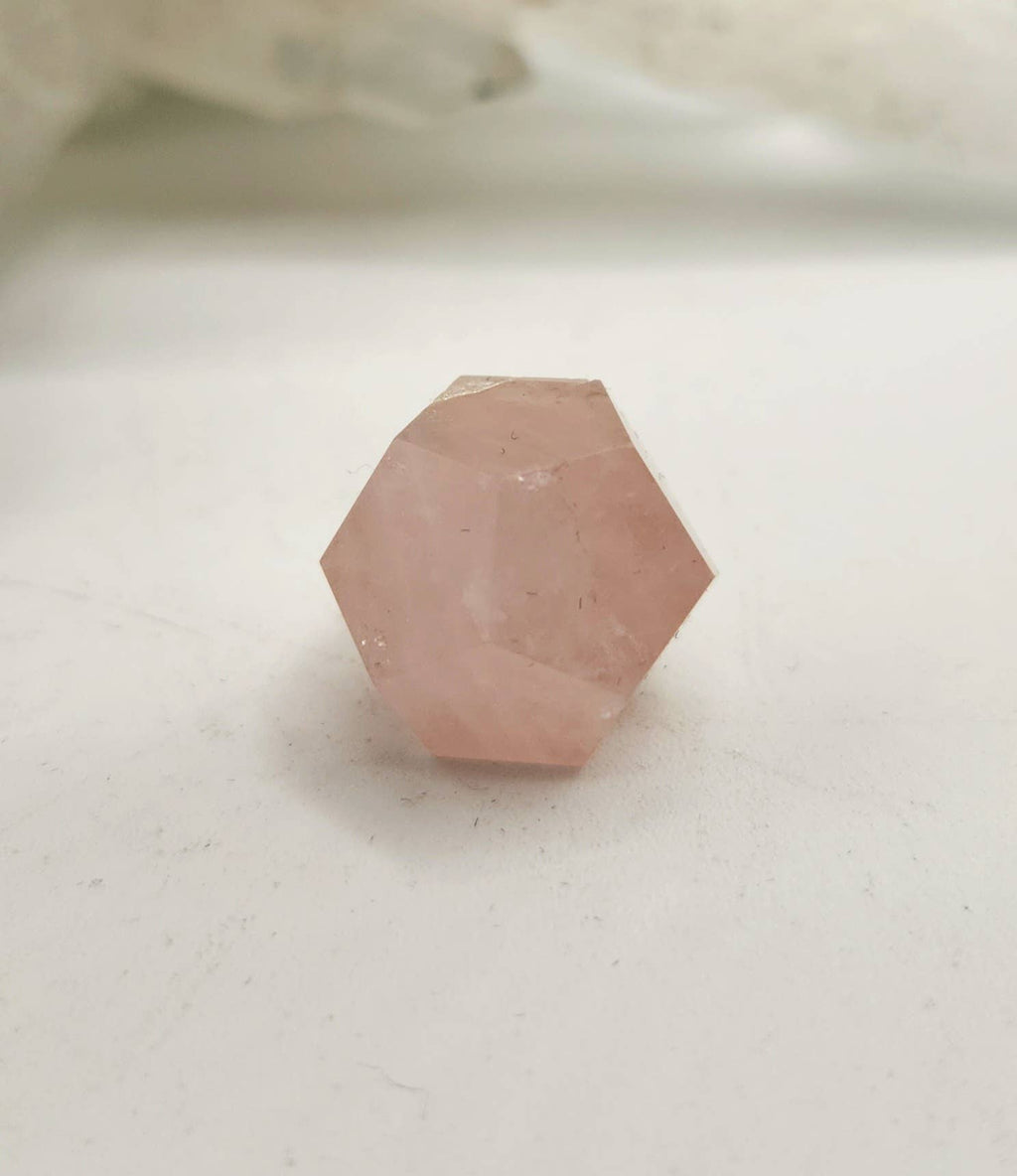 Rose Quartz 7 piece Platonic Geometry Set with Velvet Bag