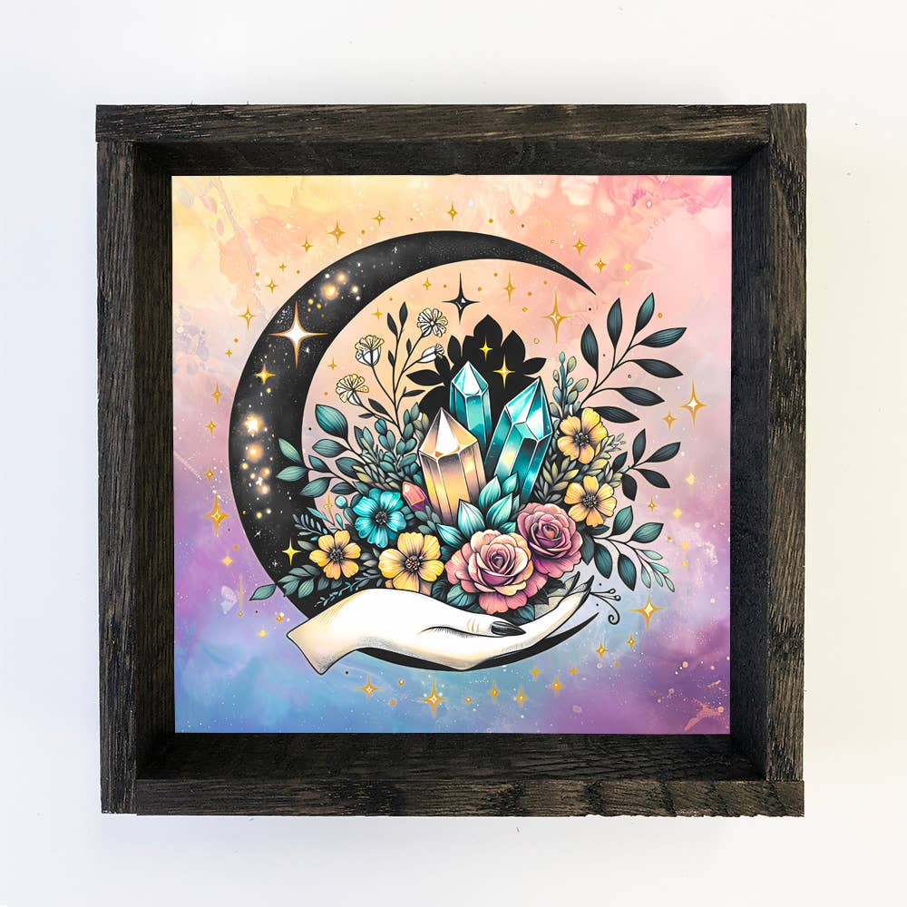 Coming Soon♡Celestial Moon Hand - Wood Framed Canvas Decor