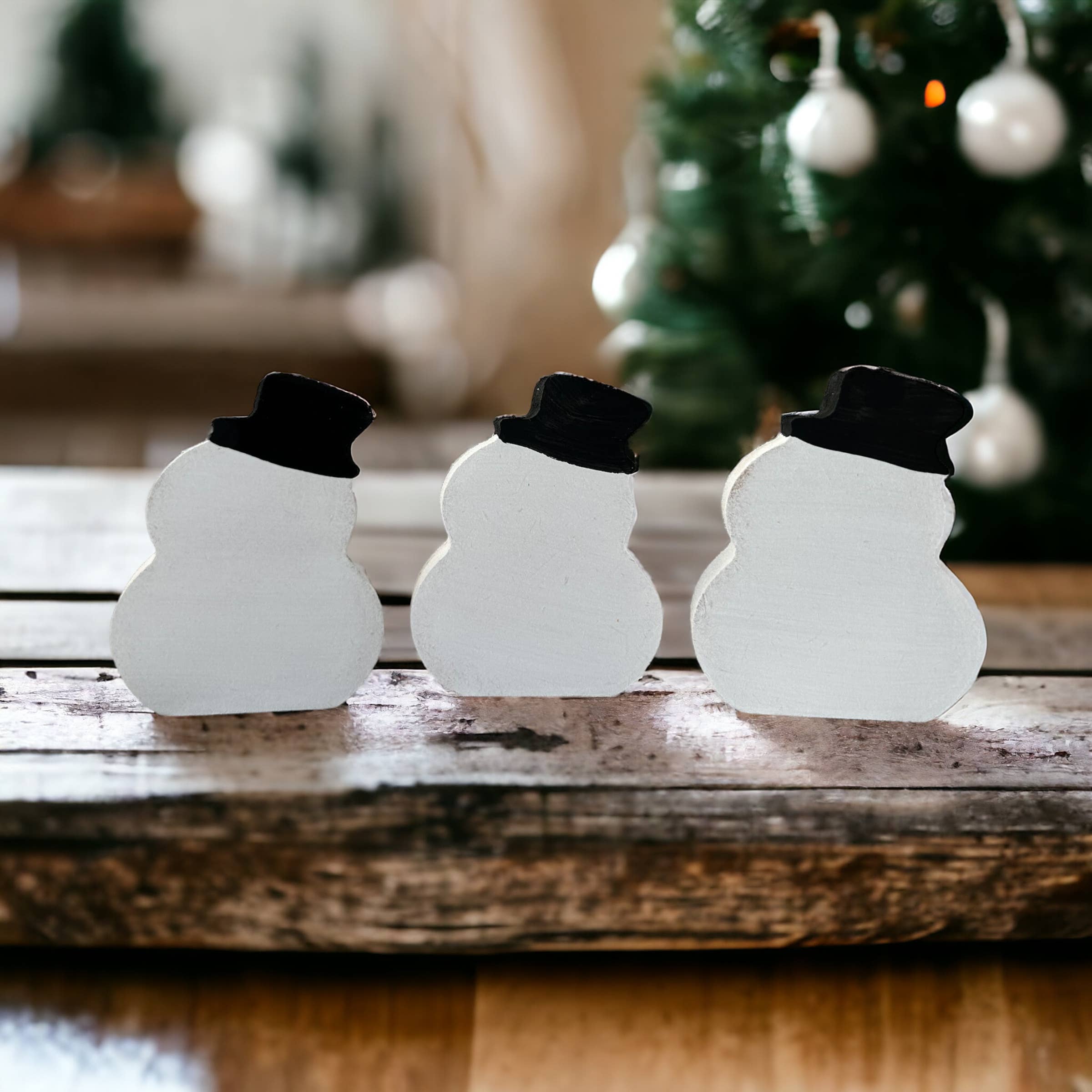 MINI Wood Snowmen- Winter Holiday Décor - set of 3