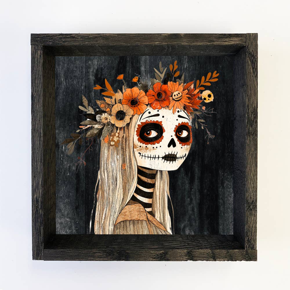 Coming Soon♡Folk Sugared Skull Canvas Art